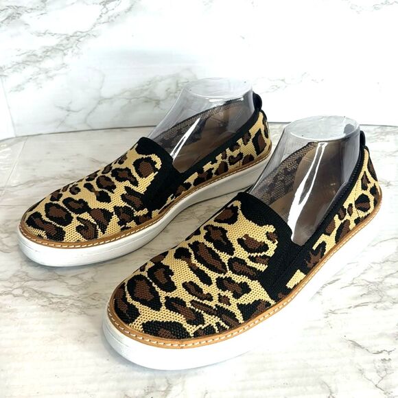 Talbots Womens Brittany Leopard Print Knit Sneakers Shoes Size 9.5 M slip on - Picture 3 of 9